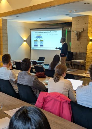 Mario Caironi giving his talk on edible electronics